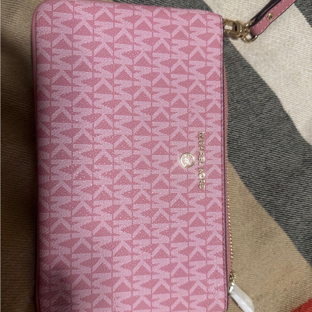 Michael Kors Pink Clutch with Signature MK Logo